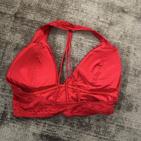 Red lace open back halter bra top - Picture 2 of 2
